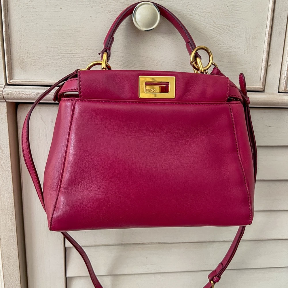 Fendi Mini Peekaboo Iconic Satchel Magneta